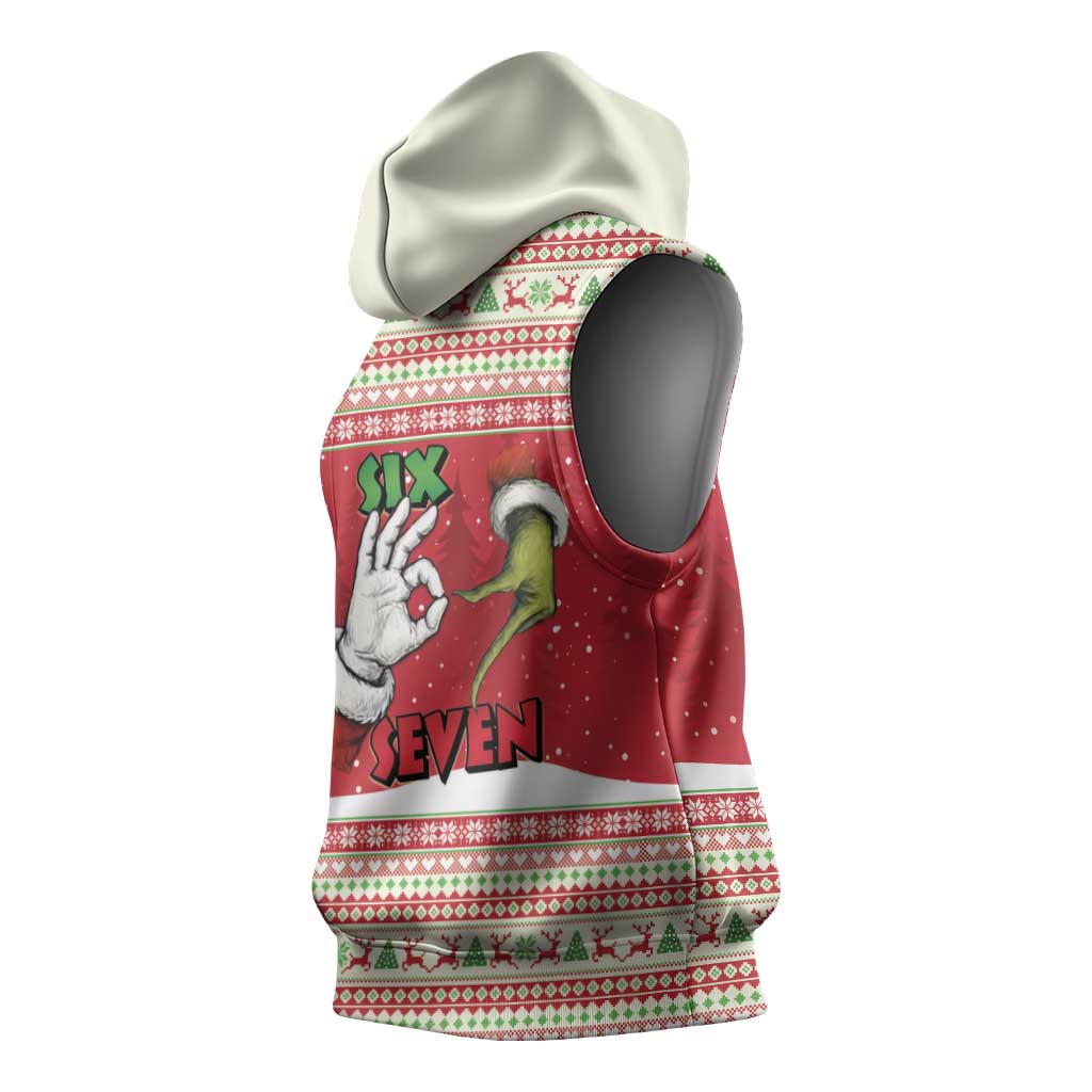 Funny Six Seven Meme Christmas Sleeveless Hoodie Merry 67 Mas - Wonder Print Shop