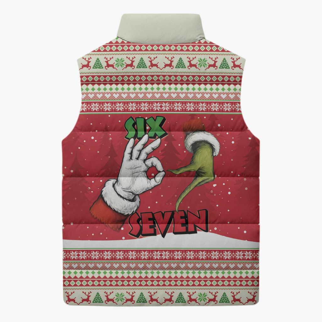 Funny Six Seven Meme Christmas Sleeveless Puffer Jacket Merry 67 Mas - Wonder Print Shop