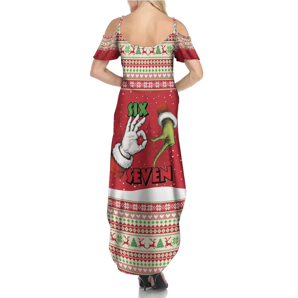 Funny Six Seven Meme Christmas Summer Maxi Dress Merry 67 Mas - Wonder Print Shop