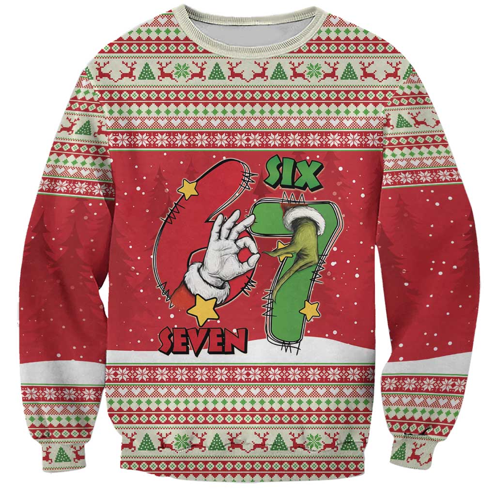 Funny Six Seven Meme Christmas Sweatshirt Merry 67 Mas - Wonder Print Shop