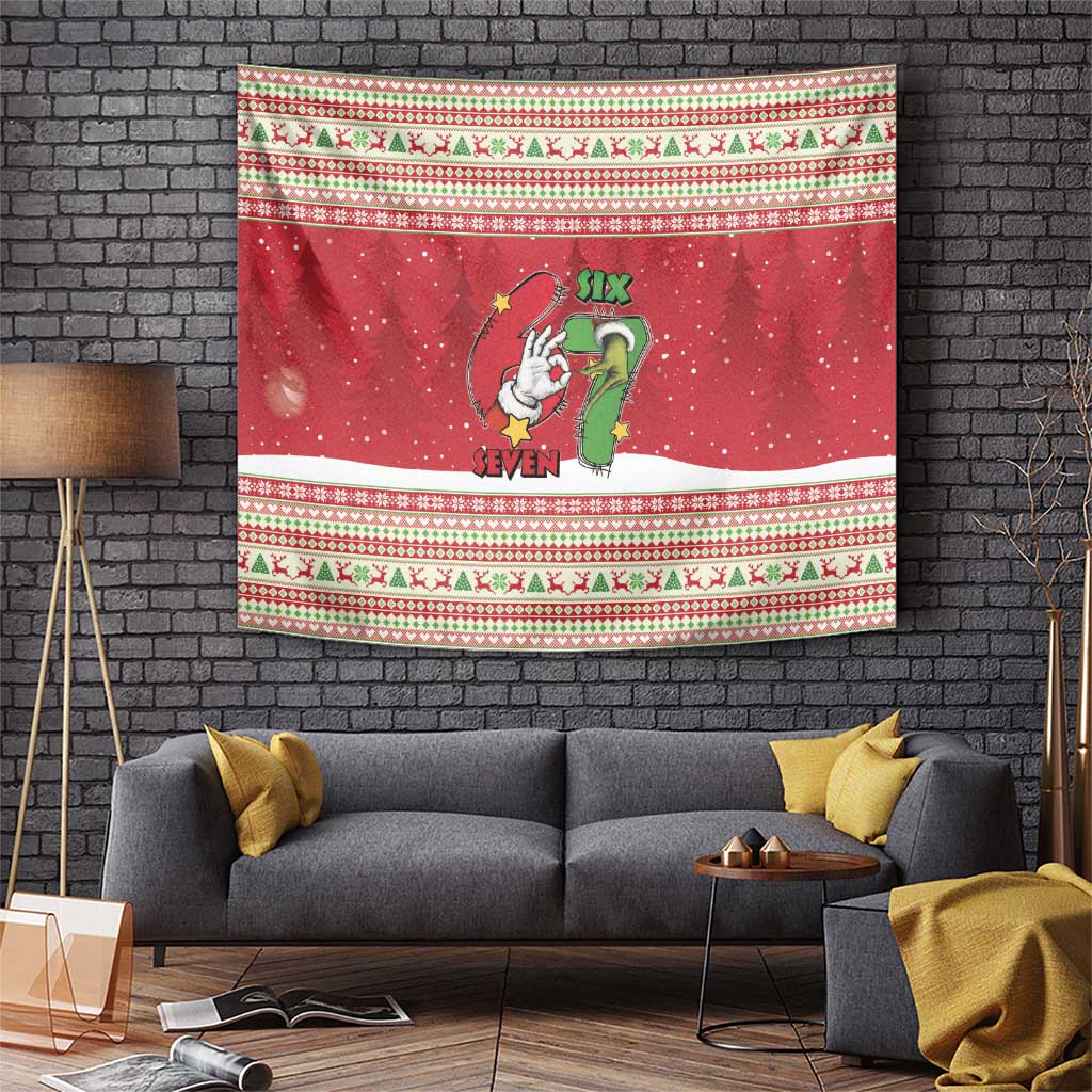 Funny Six Seven Meme Christmas Tapestry Merry 67 Mas - Wonder Print Shop