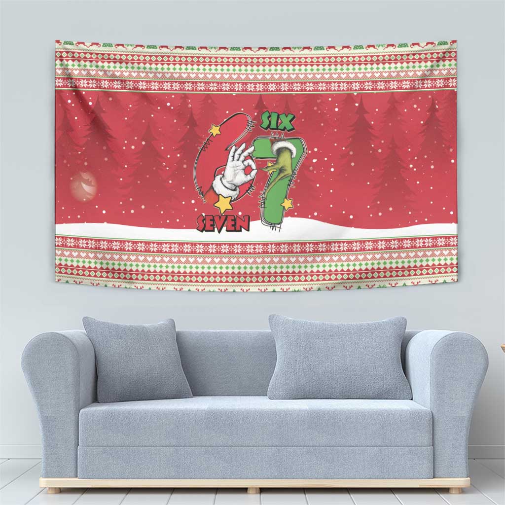 Funny Six Seven Meme Christmas Tapestry Merry 67 Mas - Wonder Print Shop