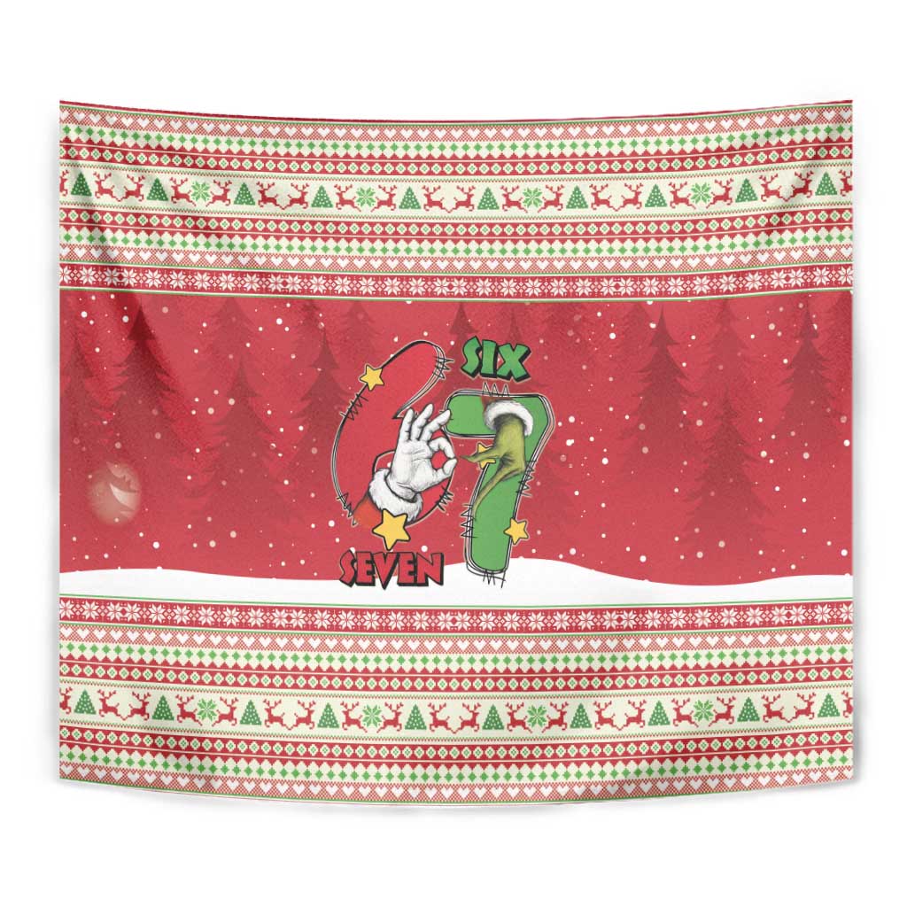 Funny Six Seven Meme Christmas Tapestry Merry 67 Mas - Wonder Print Shop