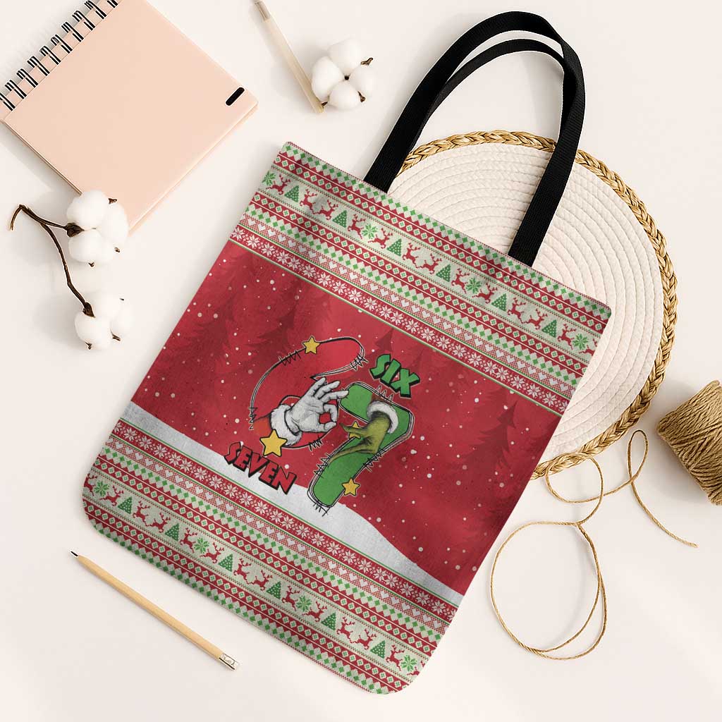 Funny Six Seven Meme Christmas Tote Bag Merry 67 Mas - Wonder Print Shop