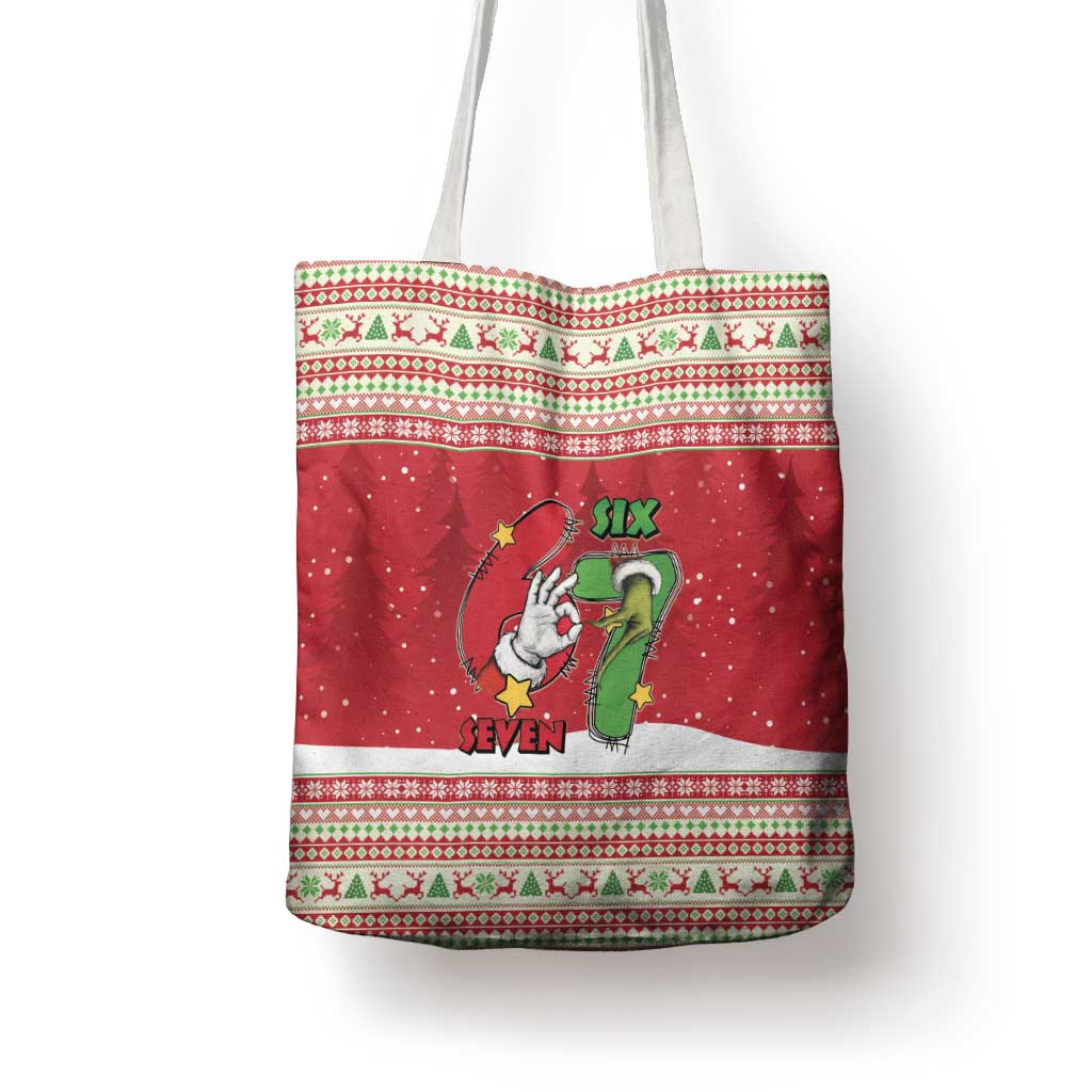 Funny Six Seven Meme Christmas Tote Bag Merry 67 Mas - Wonder Print Shop