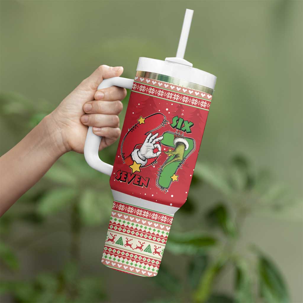 Funny Six Seven Meme Christmas Tumbler With Handle Merry 67 Mas - Wonder Print Shop