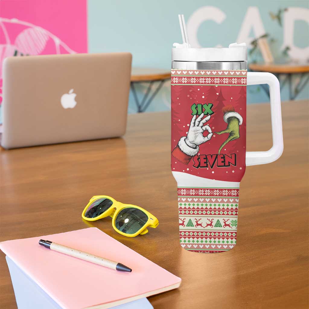 Funny Six Seven Meme Christmas Tumbler With Handle Merry 67 Mas - Wonder Print Shop