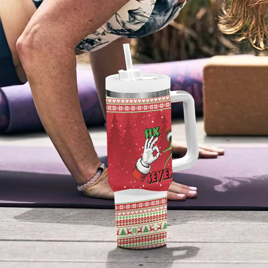Funny Six Seven Meme Christmas Tumbler With Handle Merry 67 Mas - Wonder Print Shop
