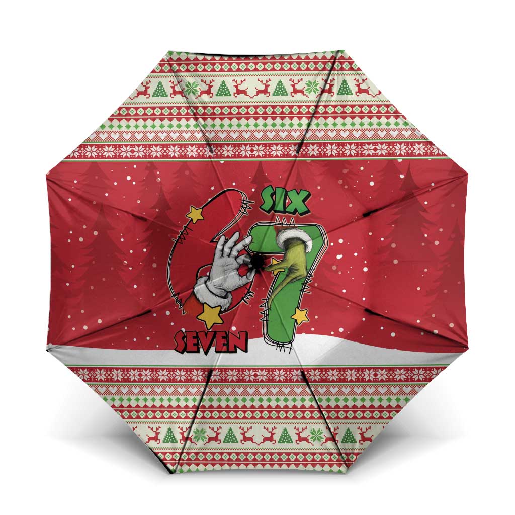 Funny Six Seven Meme Christmas Umbrella Merry 67 Mas - Wonder Print Shop