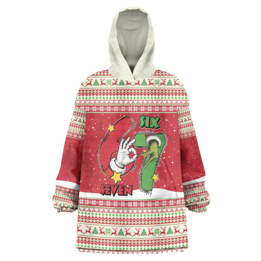 Funny Six Seven Meme Christmas Wearable Blanket Hoodie Merry 67 Mas - Wonder Print Shop