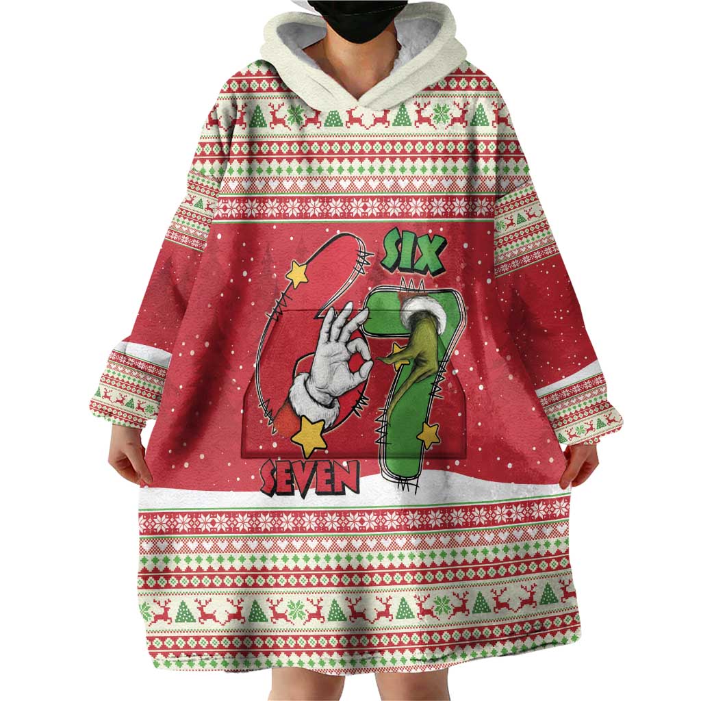 Funny Six Seven Meme Christmas Wearable Blanket Hoodie Merry 67 Mas - Wonder Print Shop