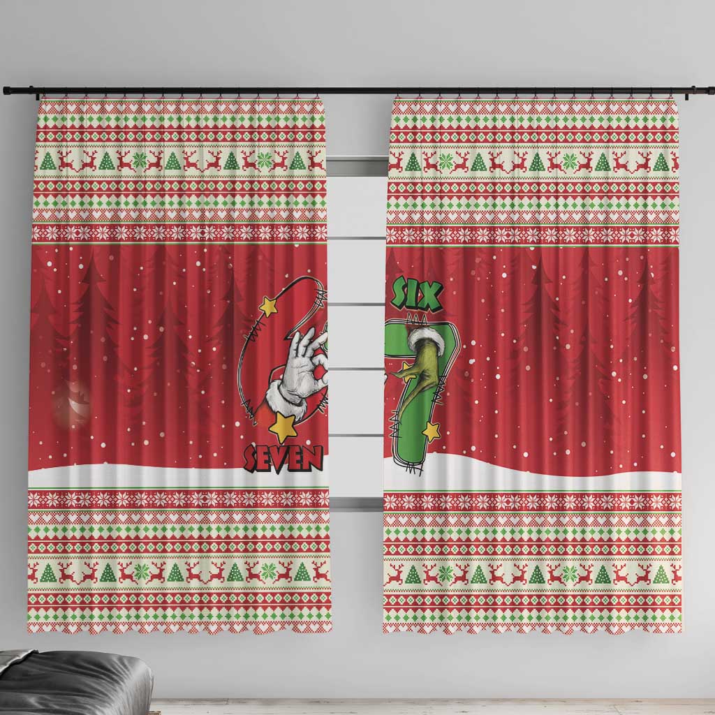 Funny Six Seven Meme Christmas Window Curtain Merry 67 Mas - Wonder Print Shop
