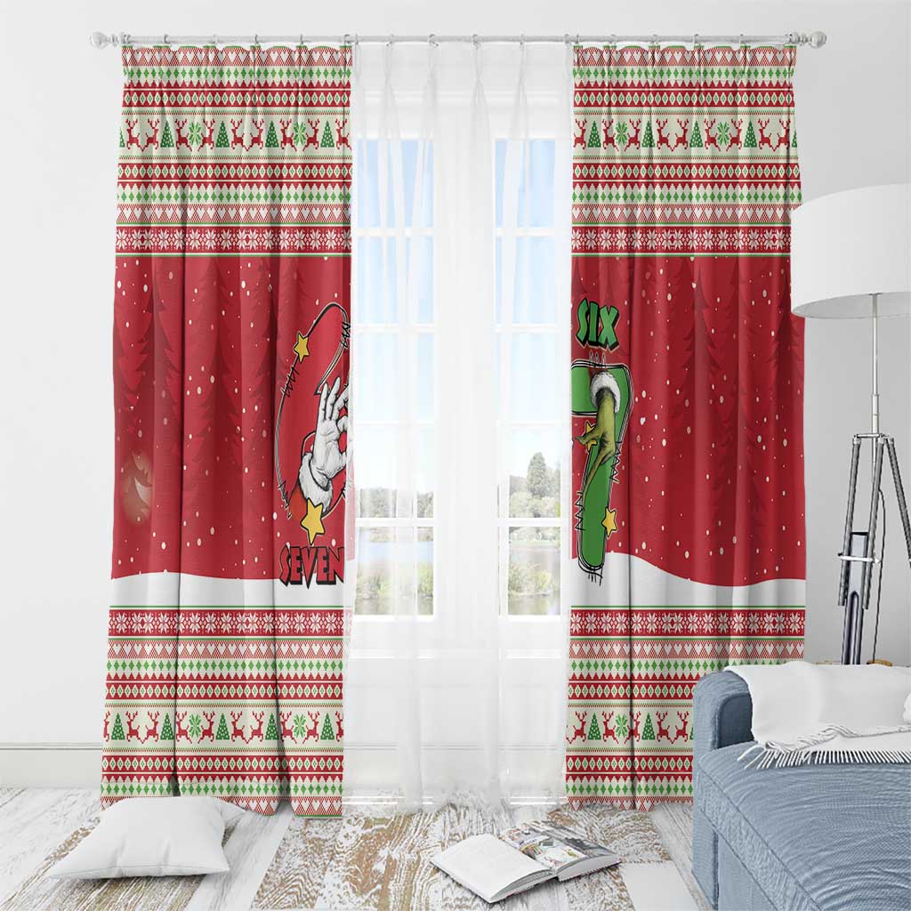 Funny Six Seven Meme Christmas Window Curtain Merry 67 Mas - Wonder Print Shop