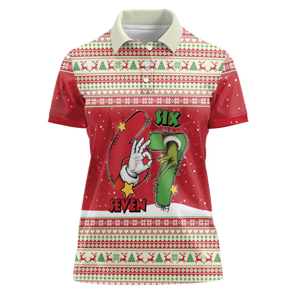 Funny Six Seven Meme Christmas Women Polo Shirt Merry 67 Mas - Wonder Print Shop