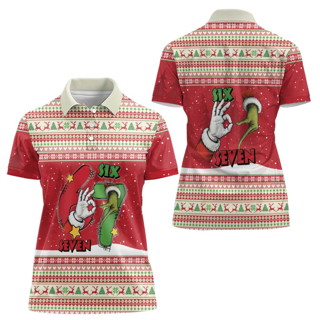 Funny Six Seven Meme Christmas Women Polo Shirt Merry 67 Mas - Wonder Print Shop
