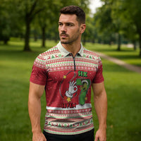 Funny Six Seven Meme Christmas Zipper Polo Shirt Merry 67 Mas - Wonder Print Shop