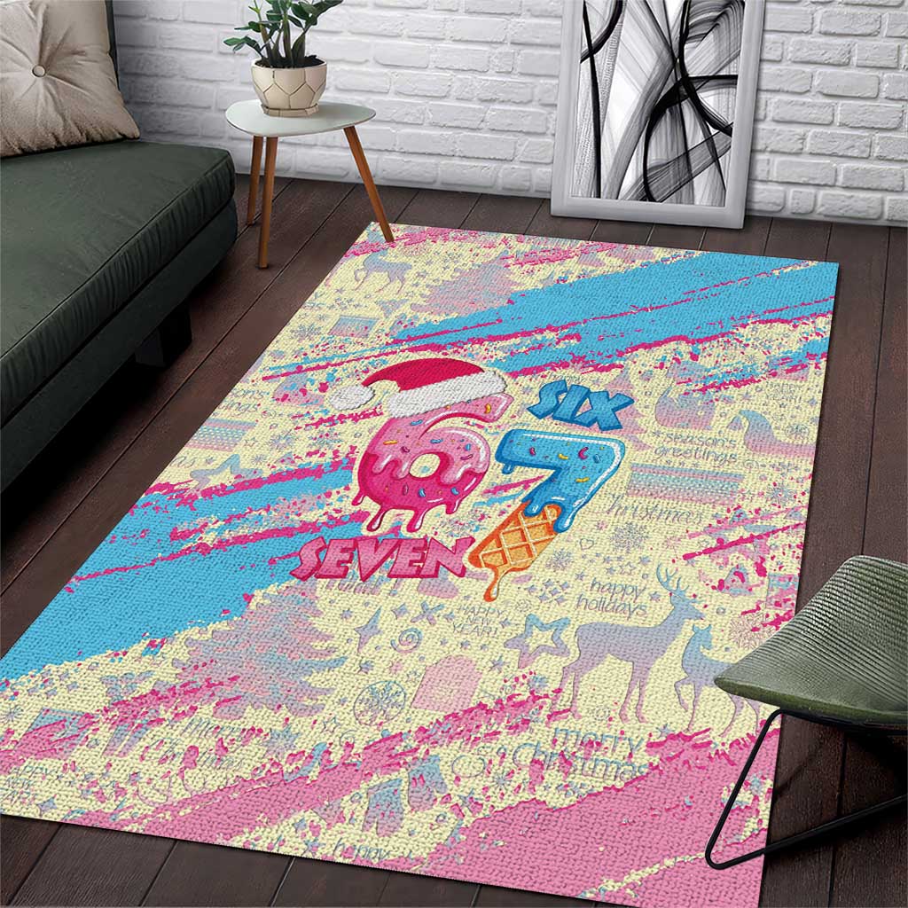 Six Seven Ice Cream Drip Area Rug 67 Funny Christmas Gen Alpha Slang - Wonder Print Shop