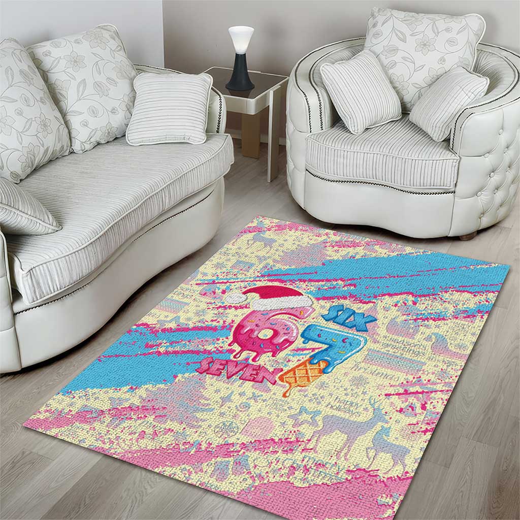 Six Seven Ice Cream Drip Area Rug 67 Funny Christmas Gen Alpha Slang - Wonder Print Shop