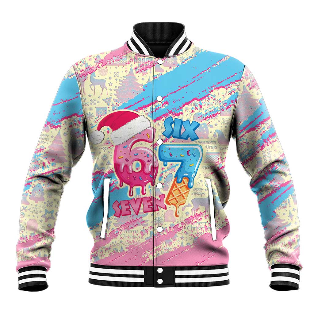 Six Seven Ice Cream Drip Baseball Jacket 67 Funny Christmas Gen Alpha Slang - Wonder Print Shop