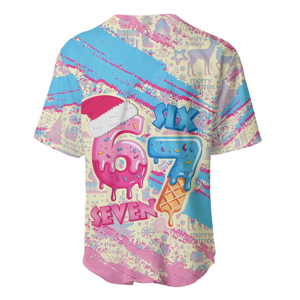 Six Seven Ice Cream Drip Baseball Jersey 67 Funny Christmas Gen Alpha Slang - Wonder Print Shop