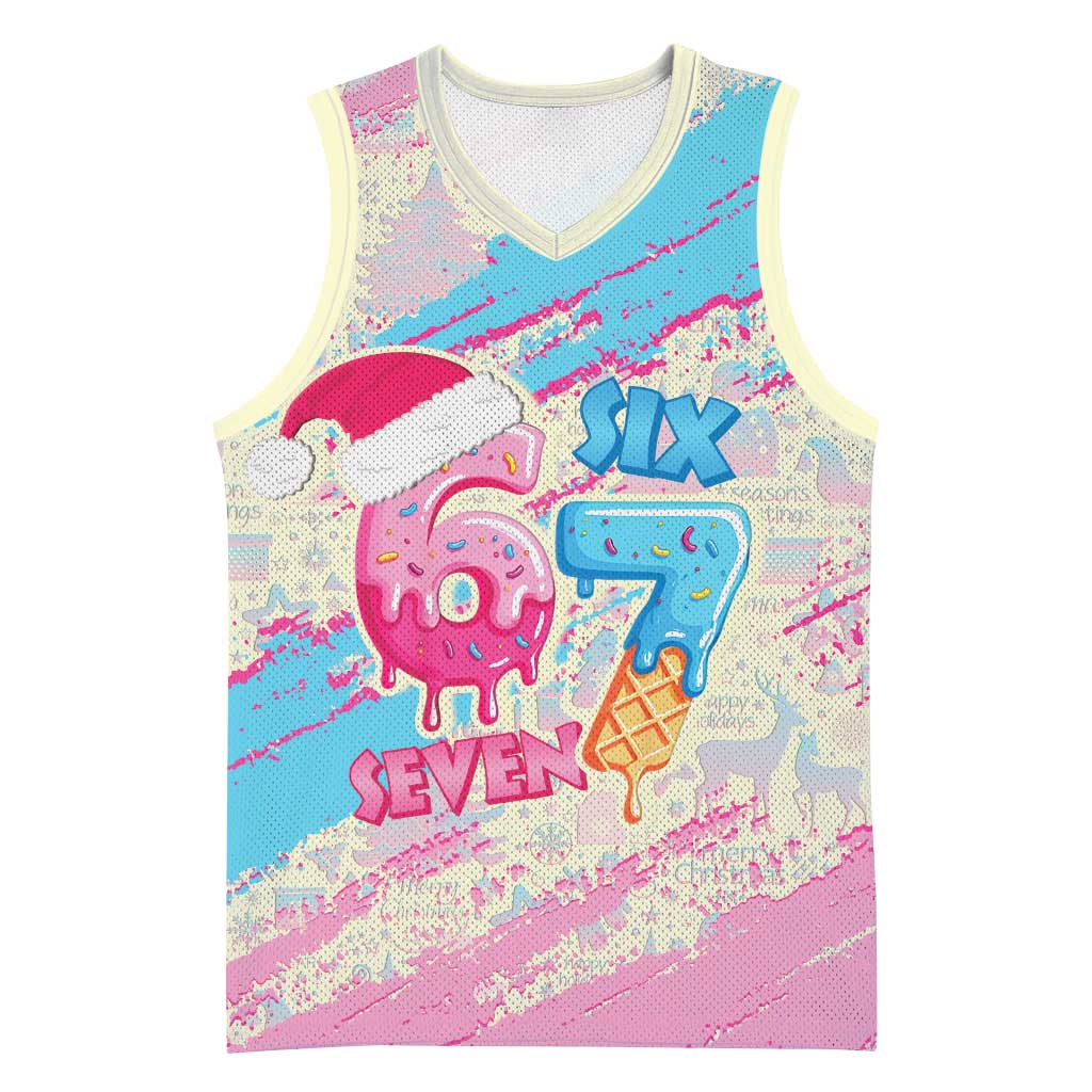 Six Seven Ice Cream Drip Basketball Jersey 67 Funny Christmas Gen Alpha Slang - Wonder Print Shop