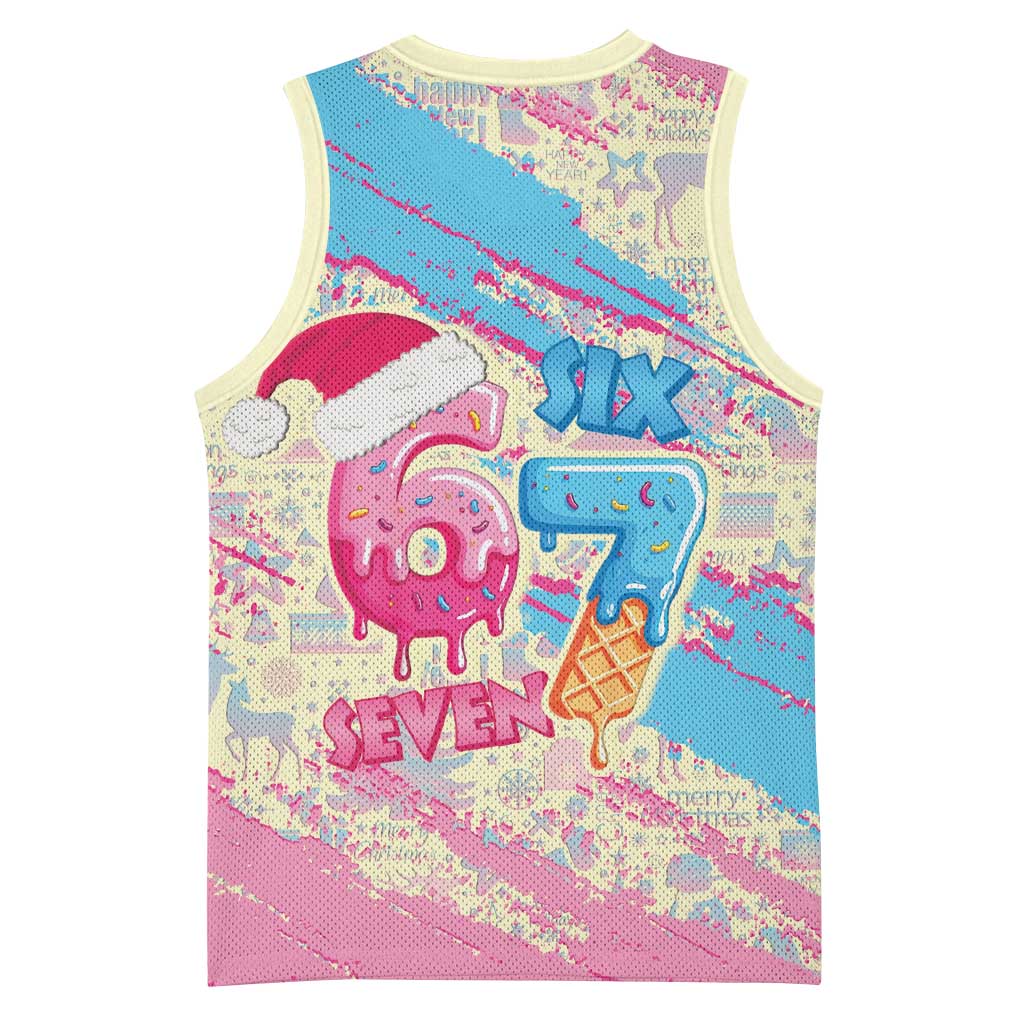 Six Seven Ice Cream Drip Basketball Jersey 67 Funny Christmas Gen Alpha Slang - Wonder Print Shop