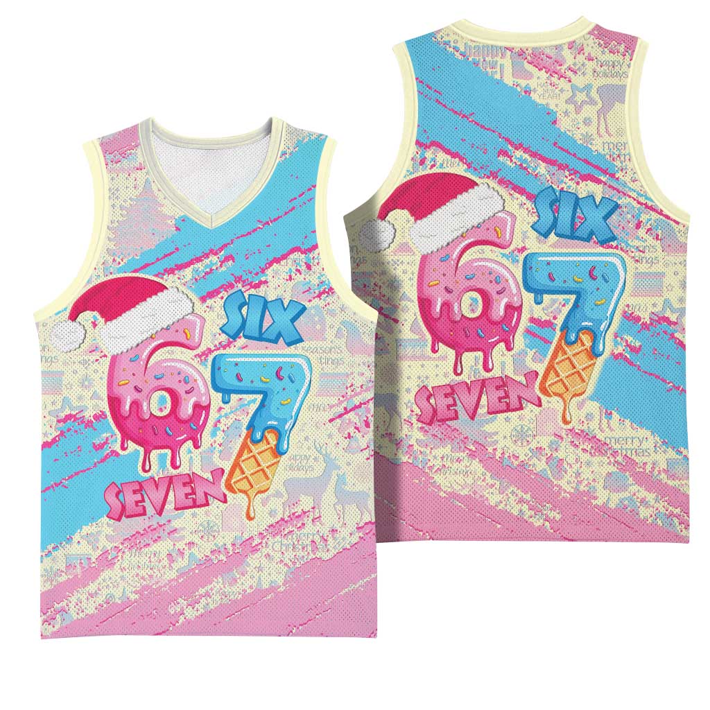 Six Seven Ice Cream Drip Basketball Jersey 67 Funny Christmas Gen Alpha Slang - Wonder Print Shop