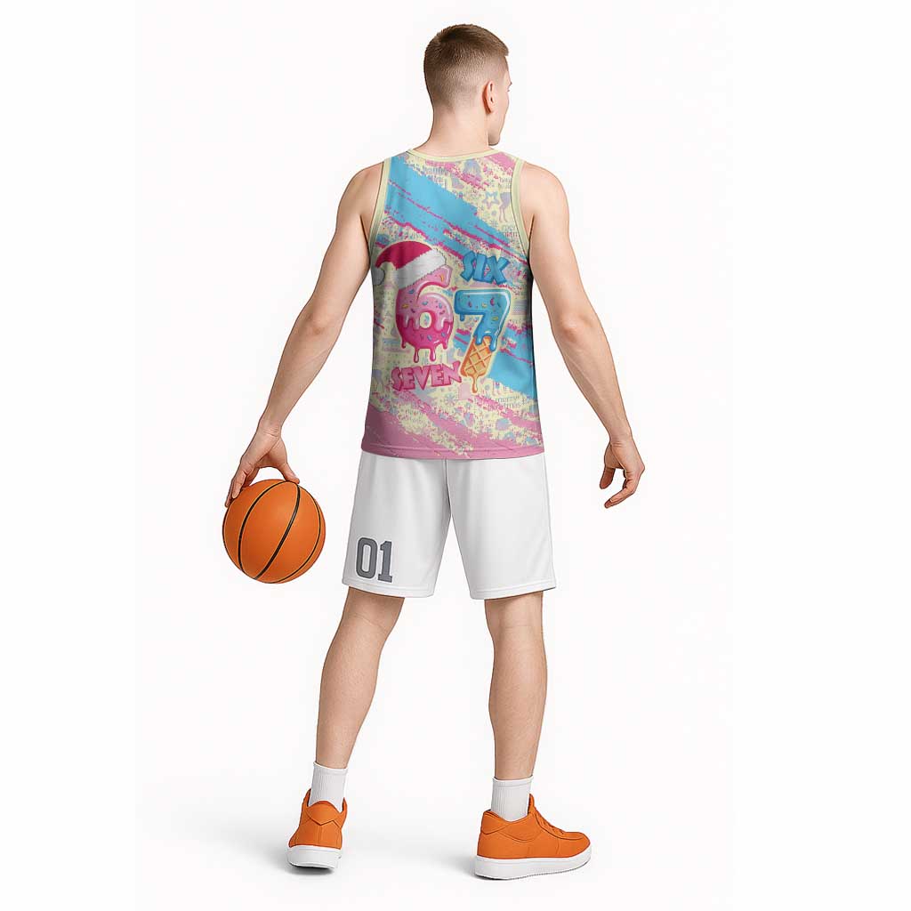 Six Seven Ice Cream Drip Basketball Jersey 67 Funny Christmas Gen Alpha Slang - Wonder Print Shop