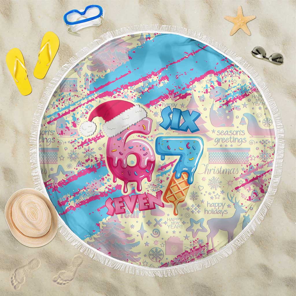 Six Seven Ice Cream Drip Beach Blanket 67 Funny Christmas Gen Alpha Slang - Wonder Print Shop