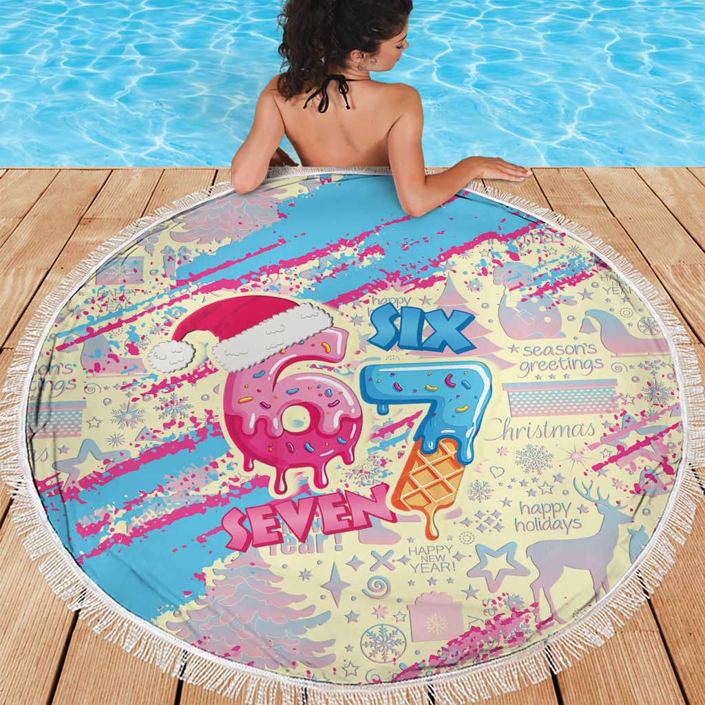Six Seven Ice Cream Drip Beach Blanket 67 Funny Christmas Gen Alpha Slang - Wonder Print Shop