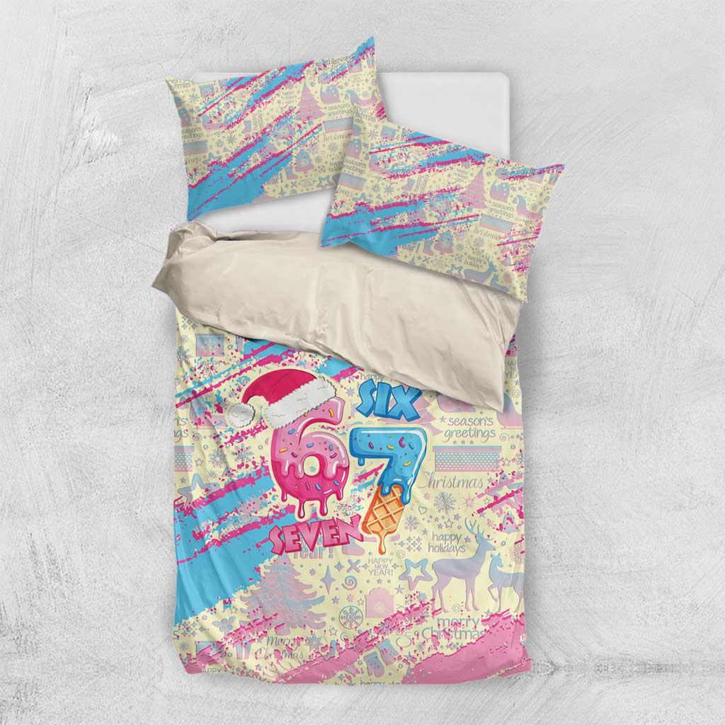 Six Seven Ice Cream Drip Bedding Set 67 Funny Christmas Gen Alpha Slang - Wonder Print Shop