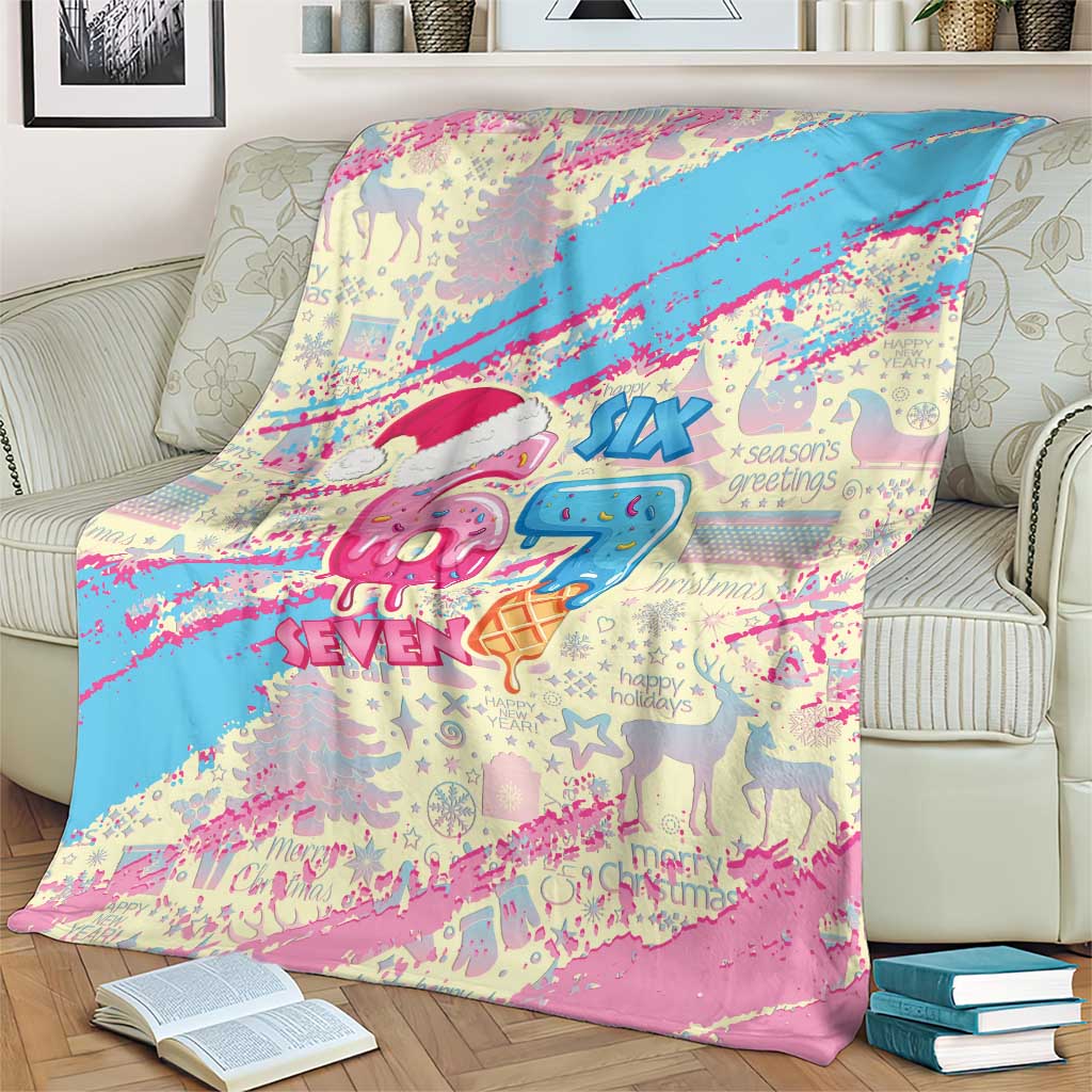 Six Seven Ice Cream Drip Blanket 67 Funny Christmas Gen Alpha Slang - Wonder Print Shop