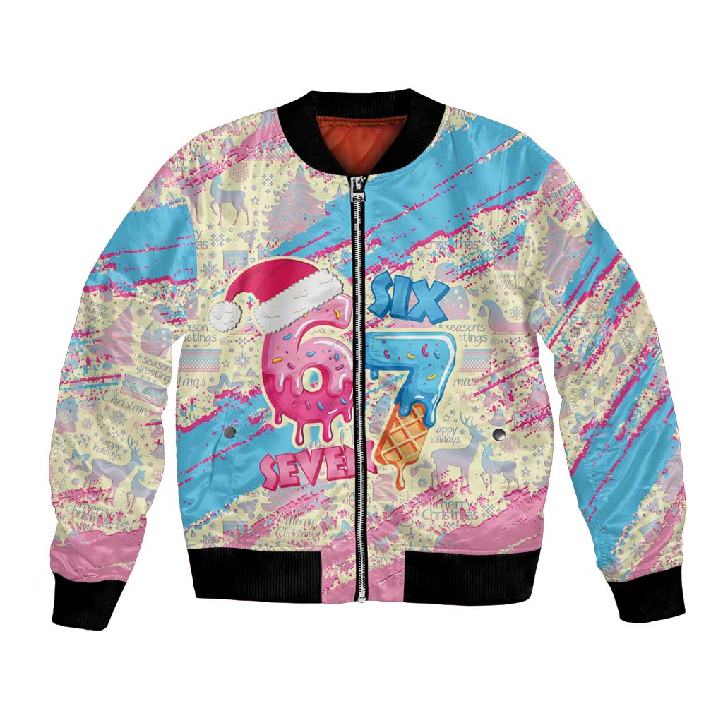 Six Seven Ice Cream Drip Bomber Jacket 67 Funny Christmas Gen Alpha Slang - Wonder Print Shop