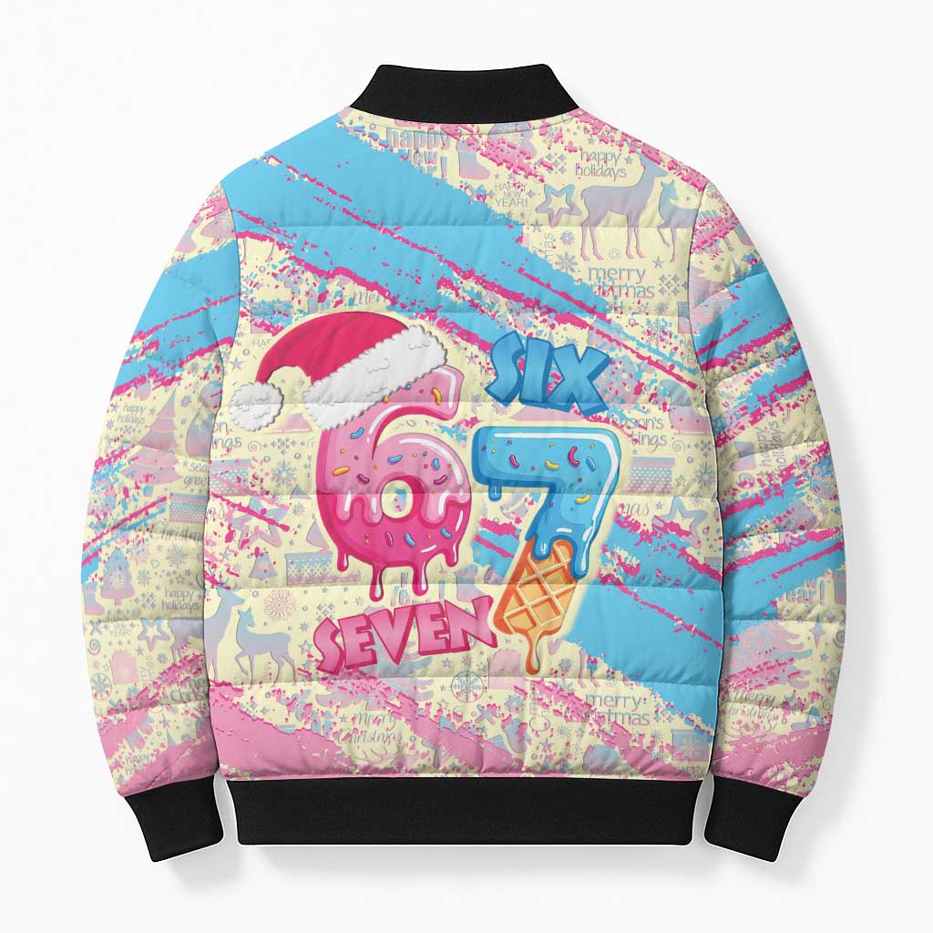 Six Seven Ice Cream Drip Bomber Puffer Jacket 67 Funny Christmas Gen Alpha Slang - Wonder Print Shop