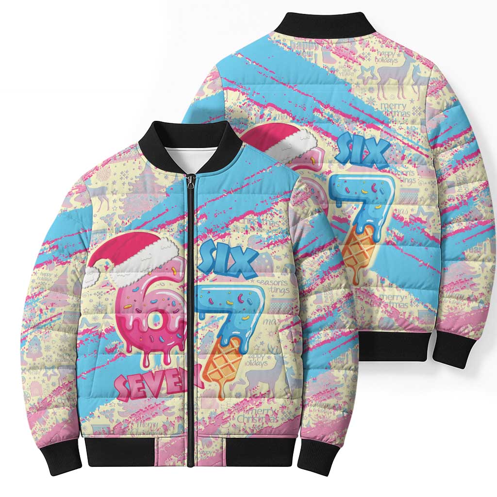 Six Seven Ice Cream Drip Bomber Puffer Jacket 67 Funny Christmas Gen Alpha Slang - Wonder Print Shop