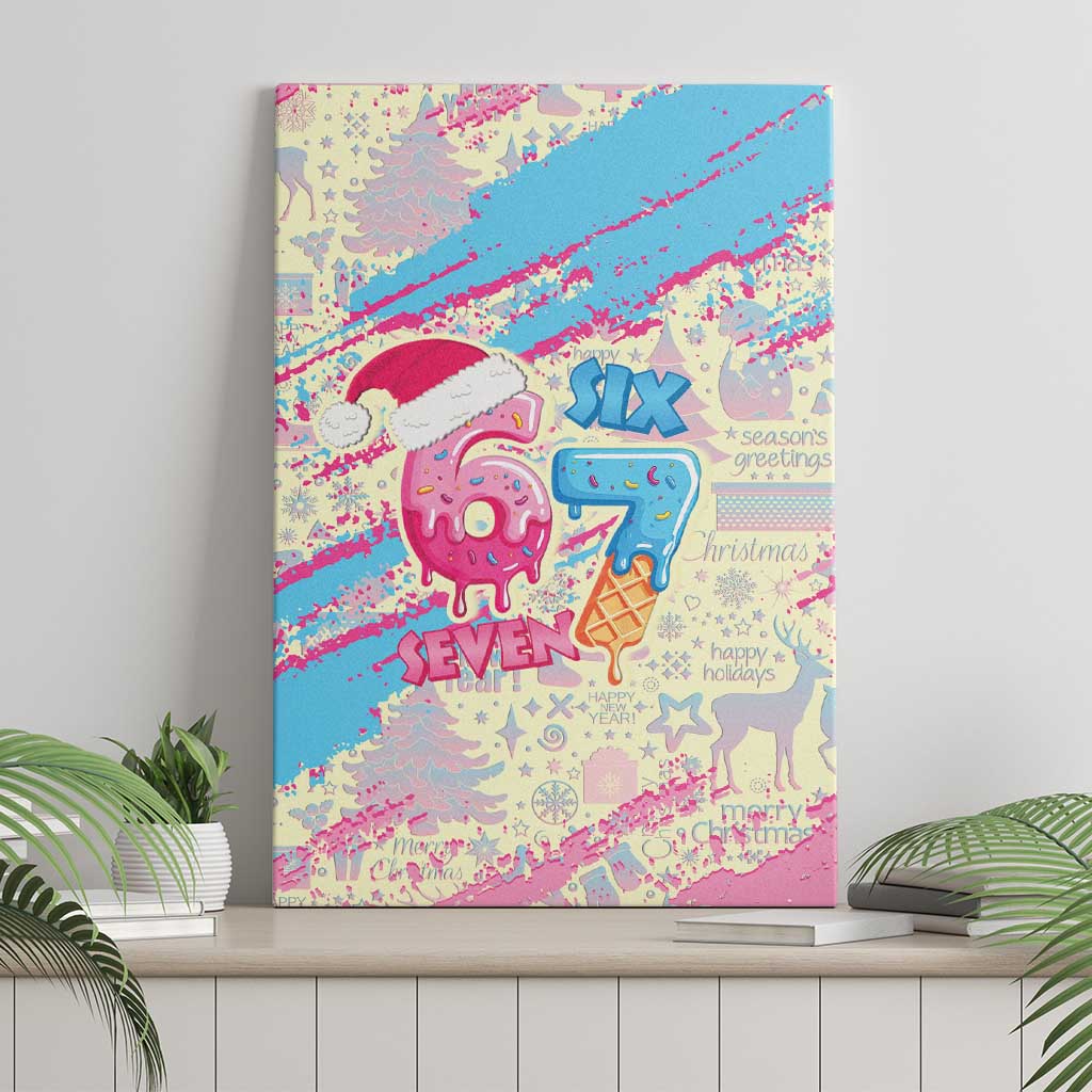 Six Seven Ice Cream Drip Canvas Wall Art 67 Funny Christmas Gen Alpha Slang - Wonder Print Shop