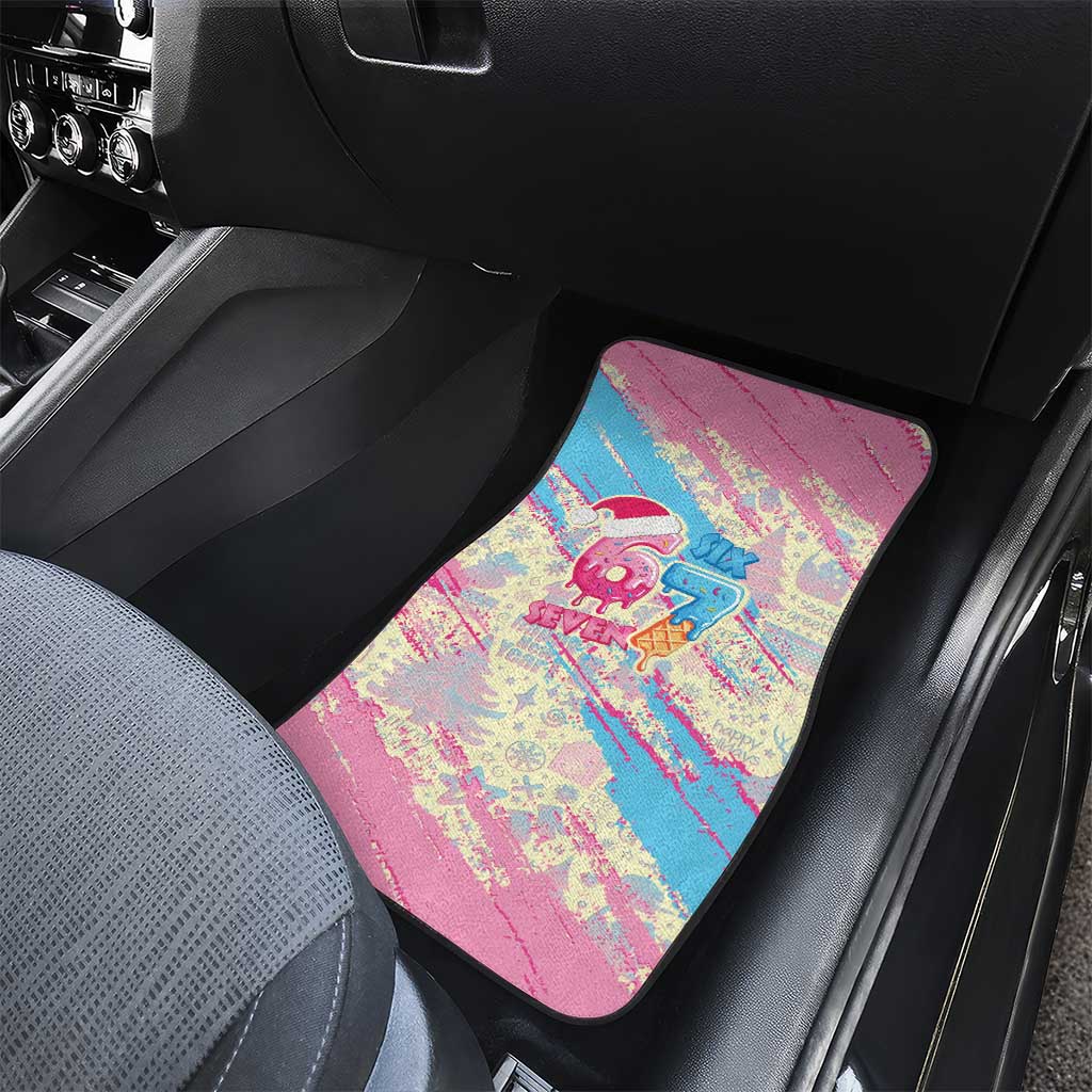 Six Seven Ice Cream Drip Car Mats 67 Funny Christmas Gen Alpha Slang - Wonder Print Shop