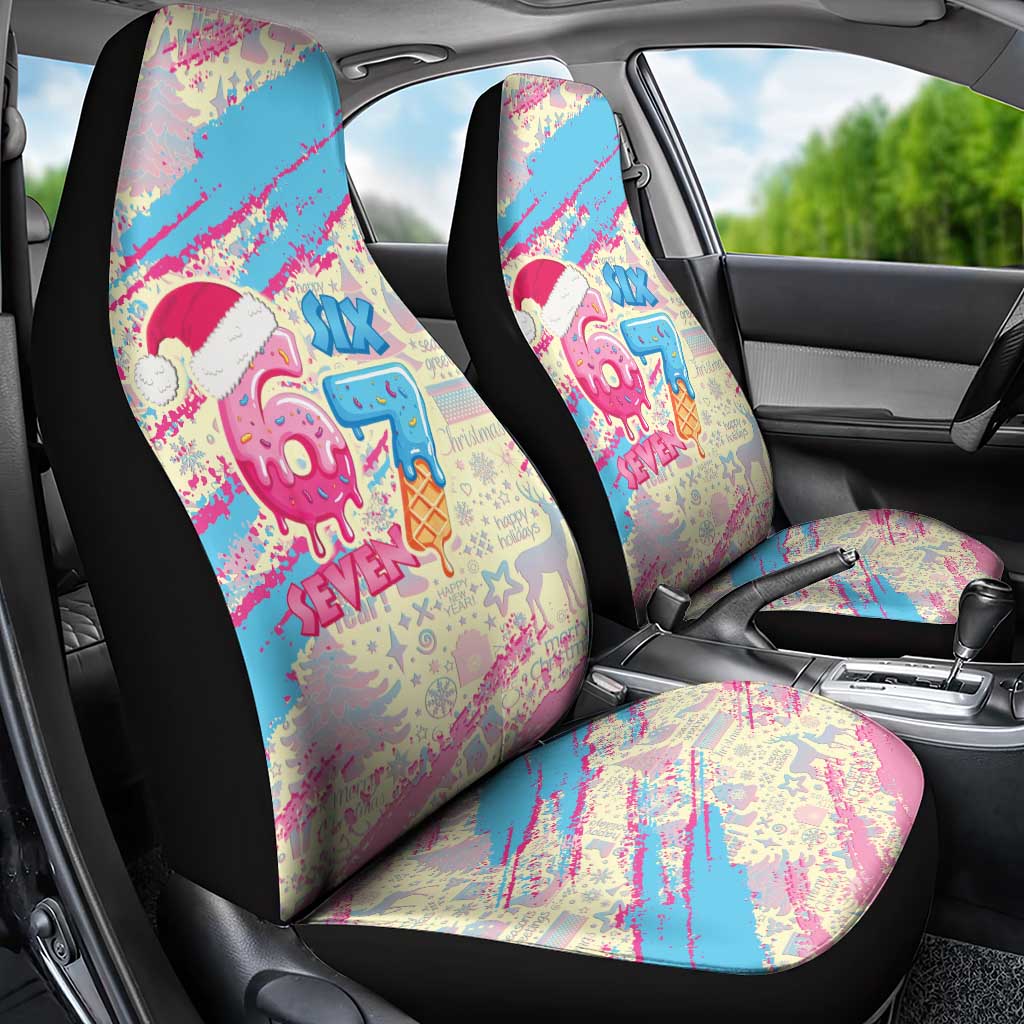 Six Seven Ice Cream Drip Car Seat Cover 67 Funny Christmas Gen Alpha Slang - Wonder Print Shop