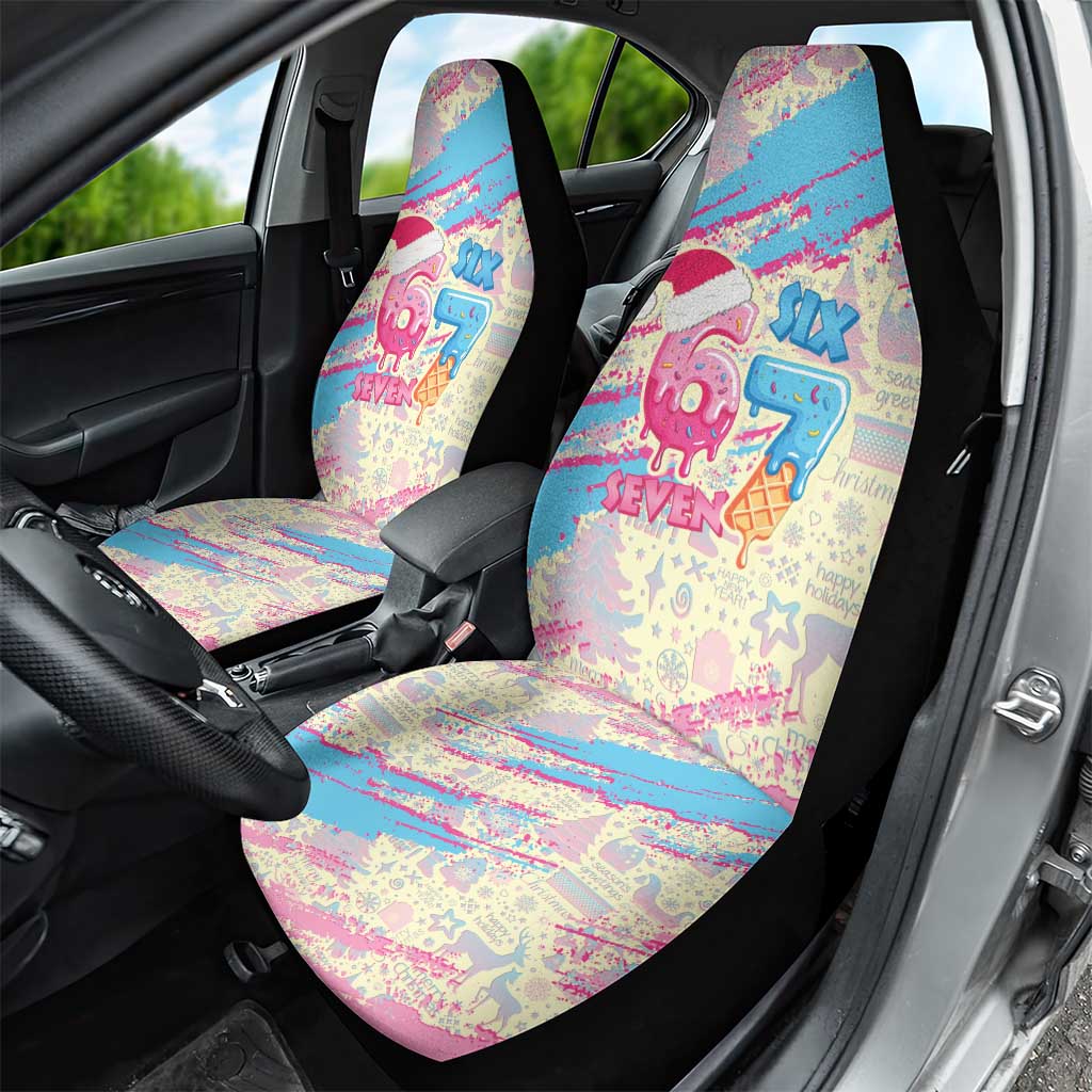 Six Seven Ice Cream Drip Car Seat Cover 67 Funny Christmas Gen Alpha Slang - Wonder Print Shop