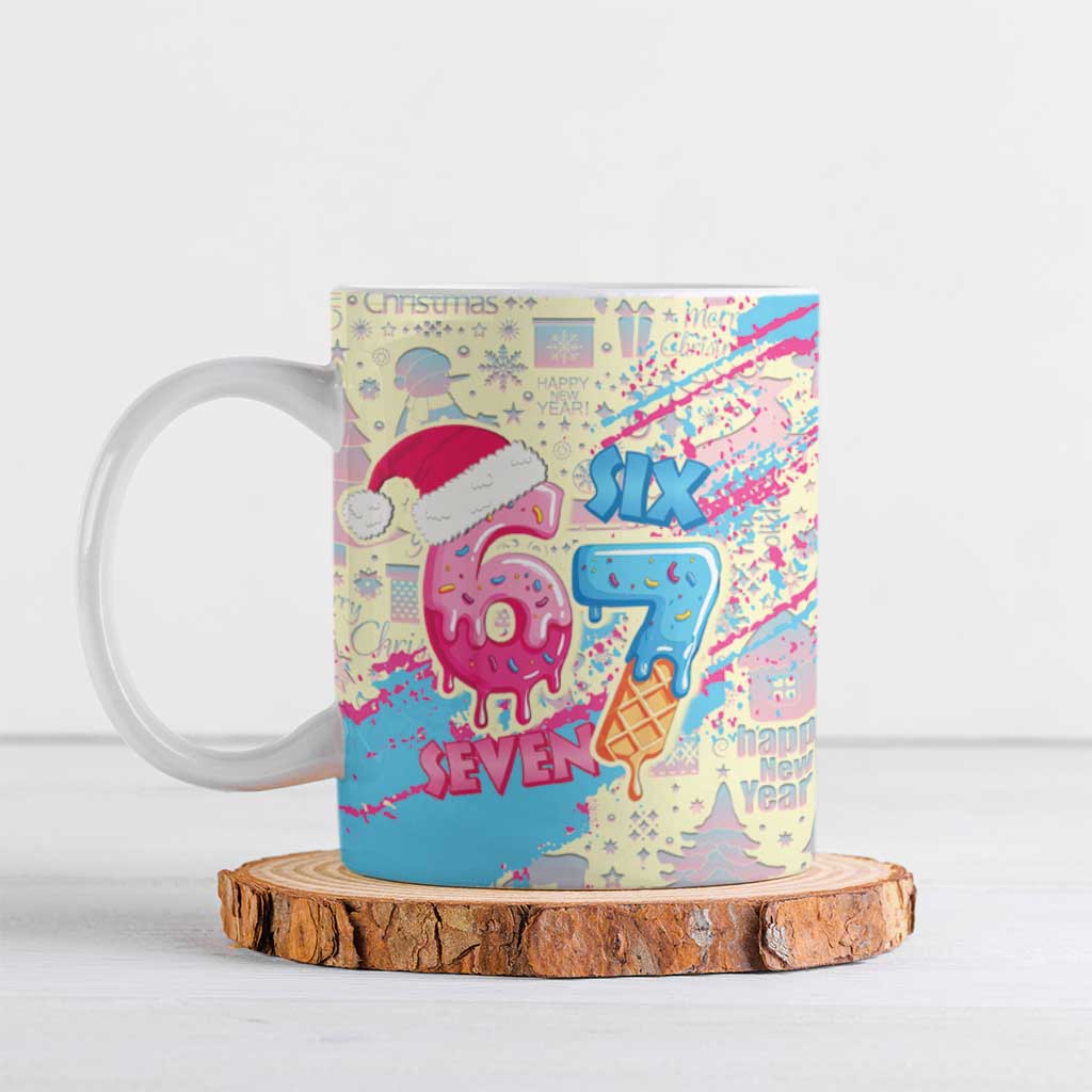 Six Seven Ice Cream Drip Ceramic Mug 67 Funny Christmas Gen Alpha Slang - Wonder Print Shop