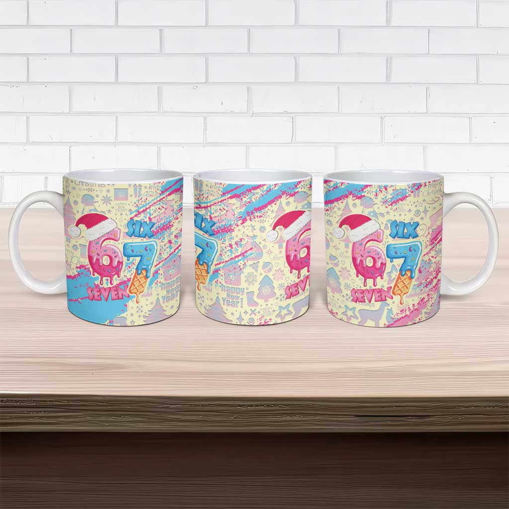 Six Seven Ice Cream Drip Ceramic Mug 67 Funny Christmas Gen Alpha Slang - Wonder Print Shop