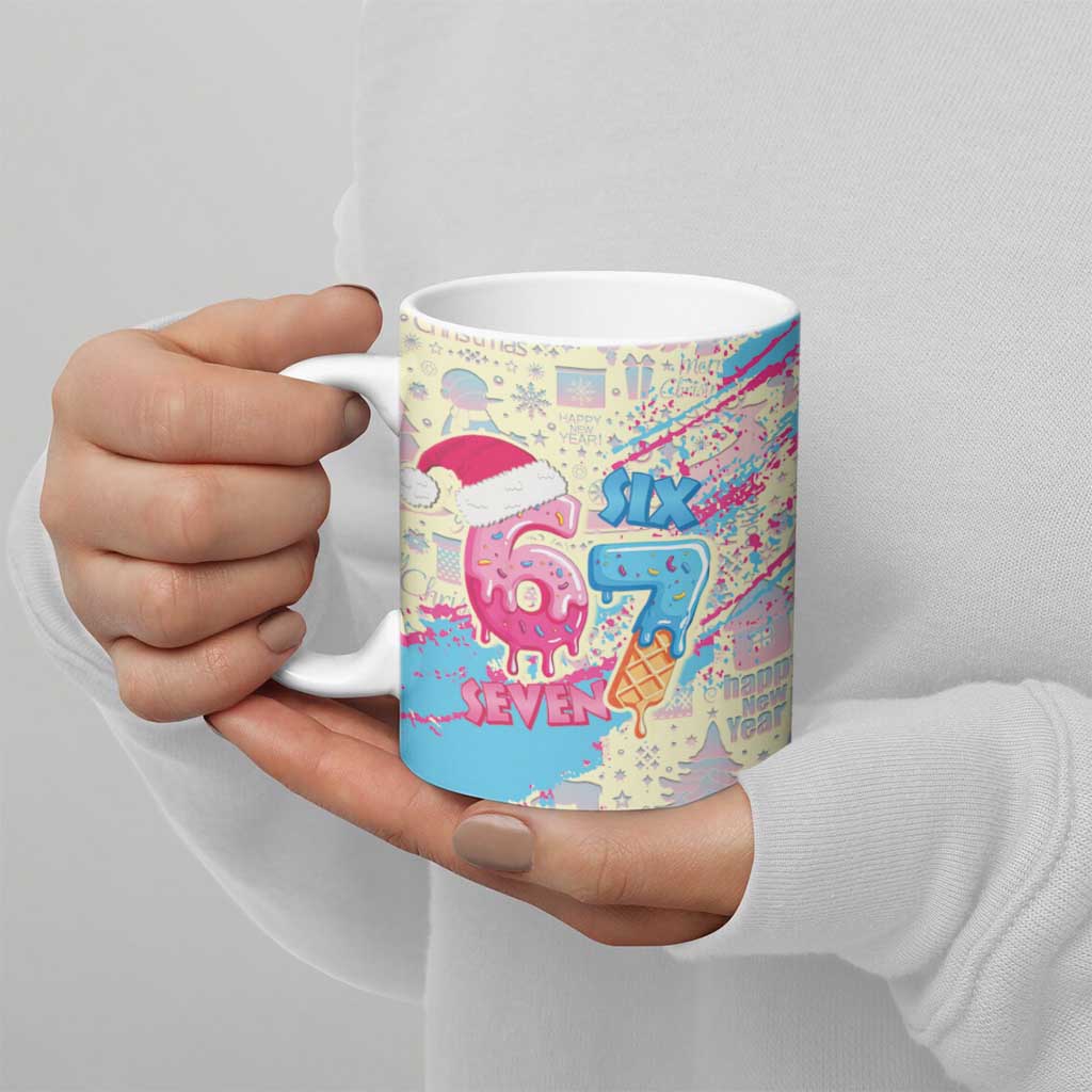 Six Seven Ice Cream Drip Ceramic Mug 67 Funny Christmas Gen Alpha Slang - Wonder Print Shop