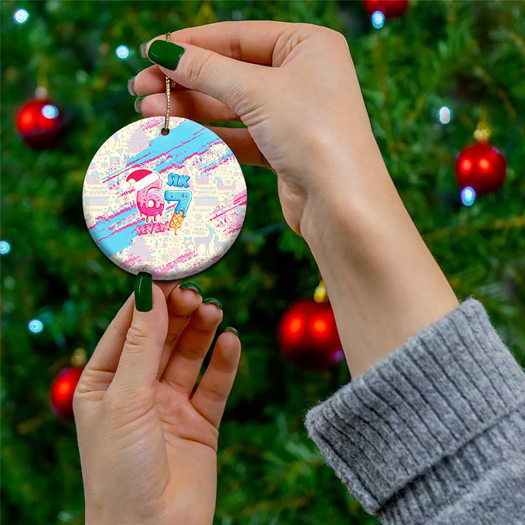 Six Seven Ice Cream Drip Ceramic Ornament 67 Funny Christmas Gen Alpha Slang - Wonder Print Shop