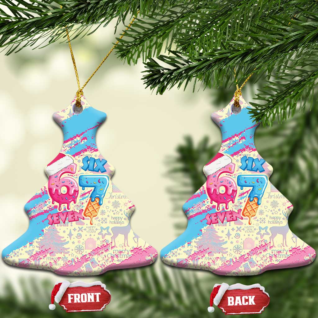 Six Seven Ice Cream Drip Ceramic Ornament 67 Funny Christmas Gen Alpha Slang - Wonder Print Shop