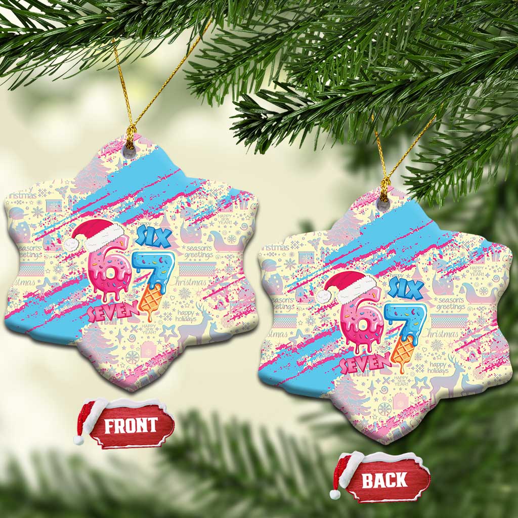 Six Seven Ice Cream Drip Ceramic Ornament 67 Funny Christmas Gen Alpha Slang - Wonder Print Shop