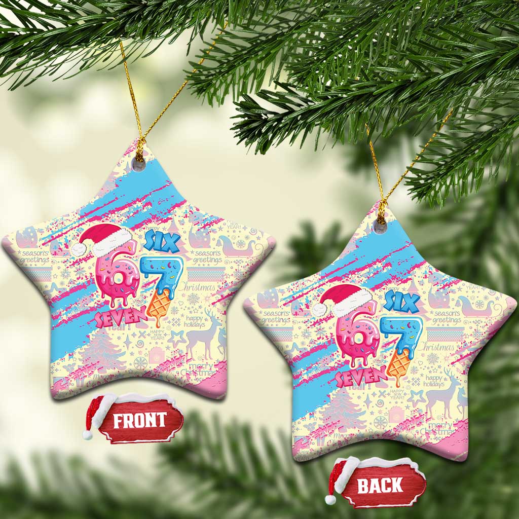 Six Seven Ice Cream Drip Ceramic Ornament 67 Funny Christmas Gen Alpha Slang - Wonder Print Shop