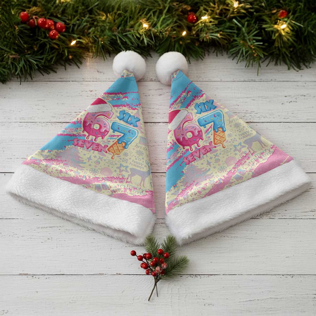 Six Seven Ice Cream Drip Christmas Santa Hat 67 Funny Christmas Gen Alpha Slang - Wonder Print Shop