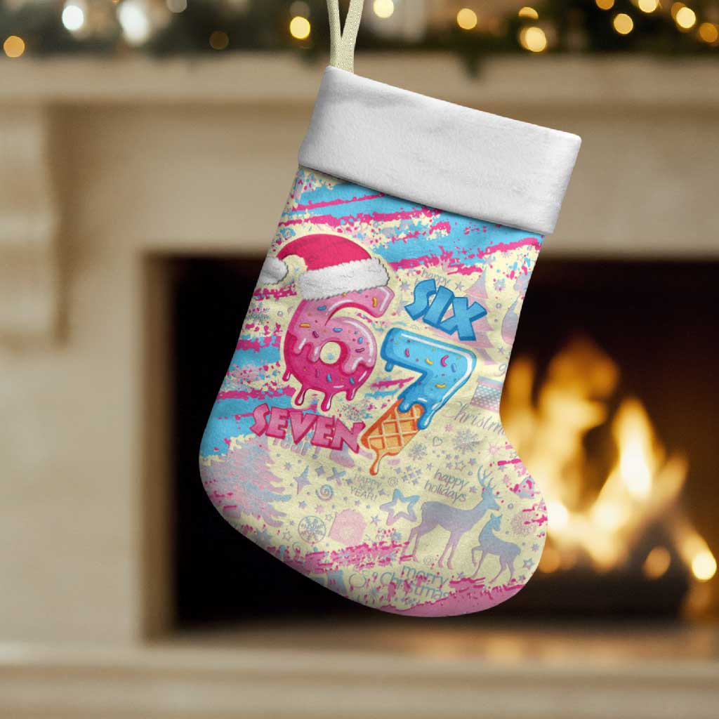 Six Seven Ice Cream Drip Christmas Stocking 67 Funny Christmas Gen Alpha Slang - Wonder Print Shop
