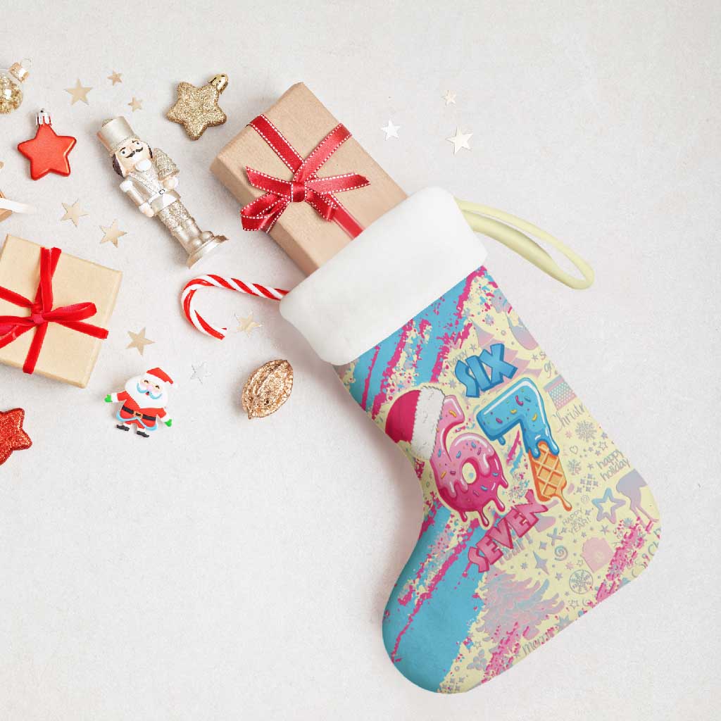 Six Seven Ice Cream Drip Christmas Stocking 67 Funny Christmas Gen Alpha Slang - Wonder Print Shop