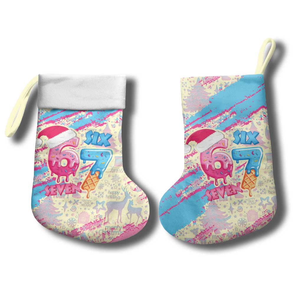 Six Seven Ice Cream Drip Christmas Stocking 67 Funny Christmas Gen Alpha Slang - Wonder Print Shop